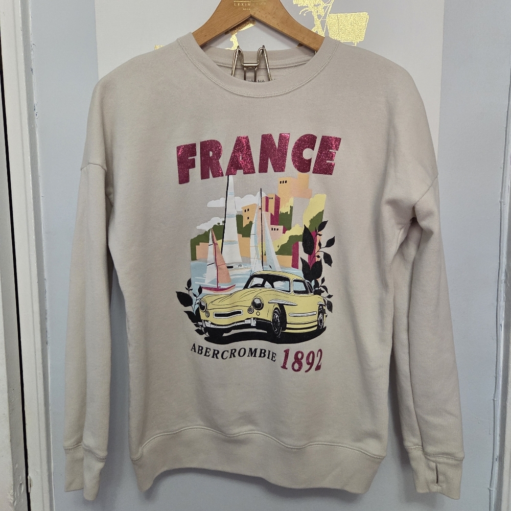 Abercrombie Kids Girl France Graphic Crewneck Sweatshirt Size 15/16